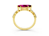 Yellow gold Marquise Cut Diamond Cluster Pavé Band with Four-Prong Setting_3