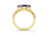 Yellow gold Marquise Cut Diamond Cluster Pavé Band with Four-Prong Setting_3