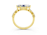 Yellow gold Marquise Cut Diamond Cluster Pavé Band with Four-Prong Setting_3