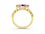 Yellow gold Marquise Cut Diamond Cluster Pavé Band with Four-Prong Setting_3