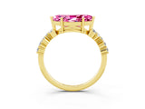 Yellow gold Marquise Cut Diamond Cluster Pavé Band with Four-Prong Setting_3