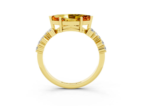 Yellow gold Marquise Cut Diamond Cluster Pavé Band with Four-Prong Setting_3