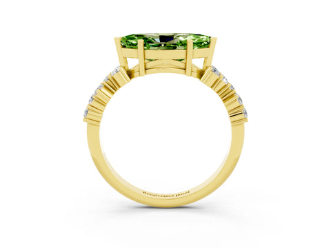 Yellow gold Marquise Cut Diamond Cluster Pavé Band with Four-Prong Setting_3