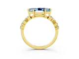 Yellow gold Marquise Cut Diamond Cluster Pavé Band with Four-Prong Setting_3