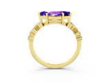 Yellow gold Marquise Cut Diamond Cluster Pavé Band with Four-Prong Setting_3