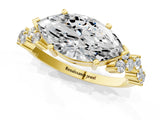 Yellow gold Marquise Cut Diamond Cluster Pavé Band with Four-Prong Setting_4