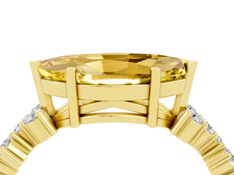 Yellow gold Marquise Cut Diamond Cluster Pavé Band with Four-Prong Setting_4