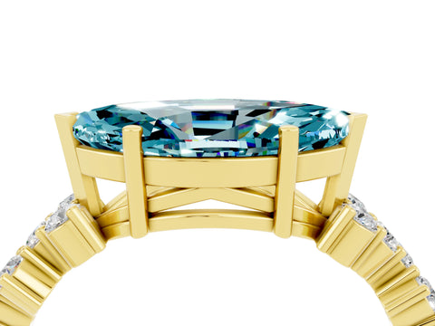 Yellow gold Marquise Cut Diamond Cluster Pavé Band with Four-Prong Setting_4