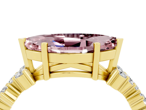 Yellow gold Marquise Cut Diamond Cluster Pavé Band with Four-Prong Setting_4