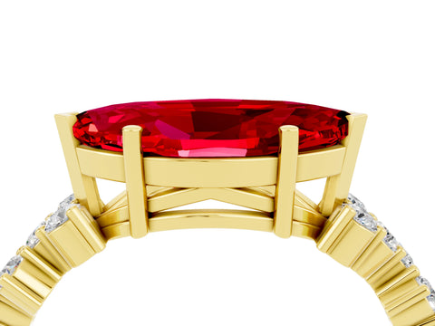 Yellow gold Marquise Cut Diamond Cluster Pavé Band with Four-Prong Setting_4