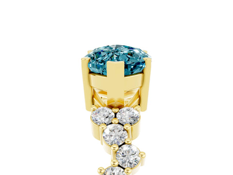 Yellow gold Marquise Cut Diamond Cluster Pavé Band with Four-Prong Setting_5