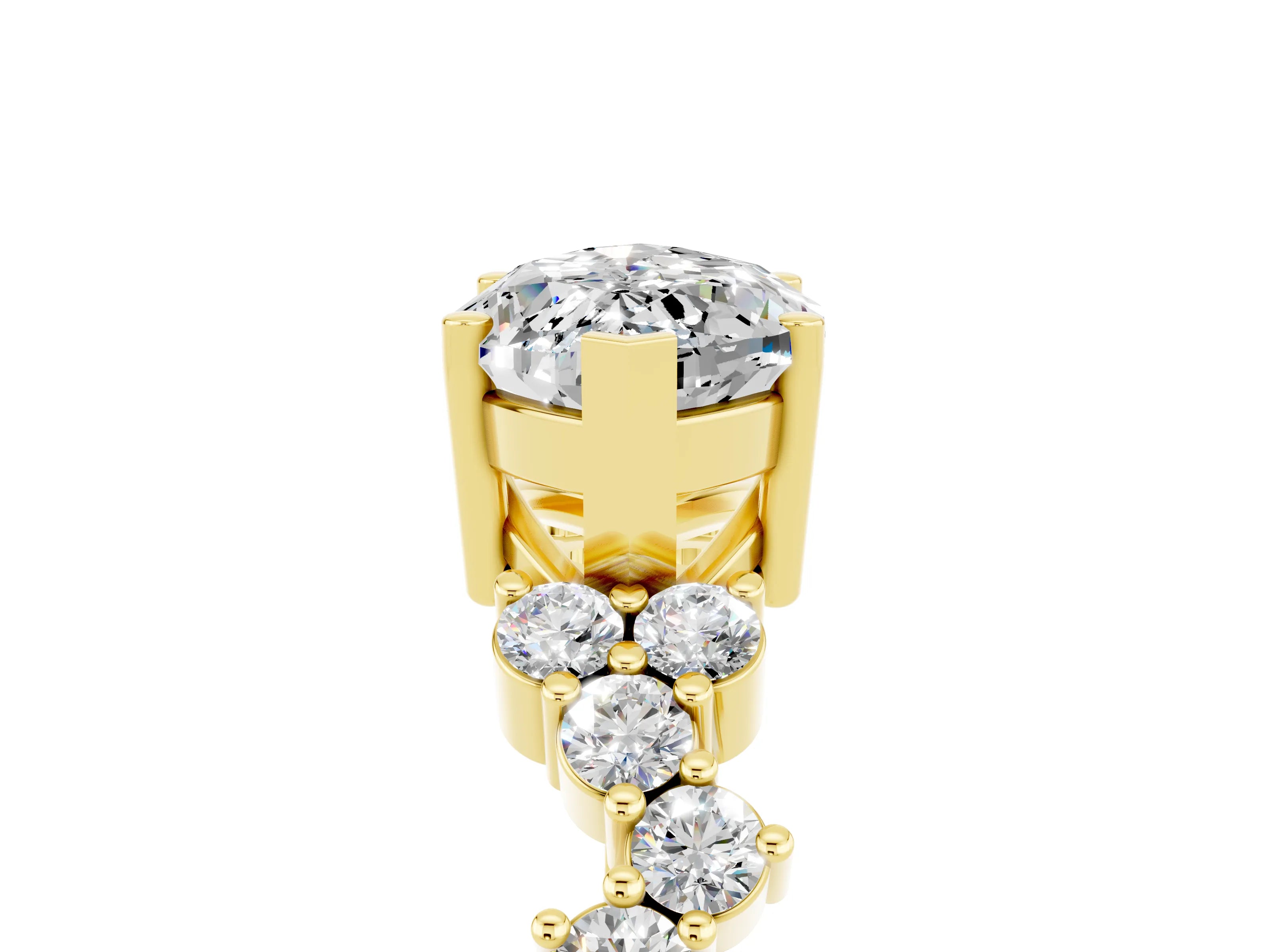 Yellow gold Marquise Cut Diamond Cluster Pavé Band with Four-Prong Setting_5