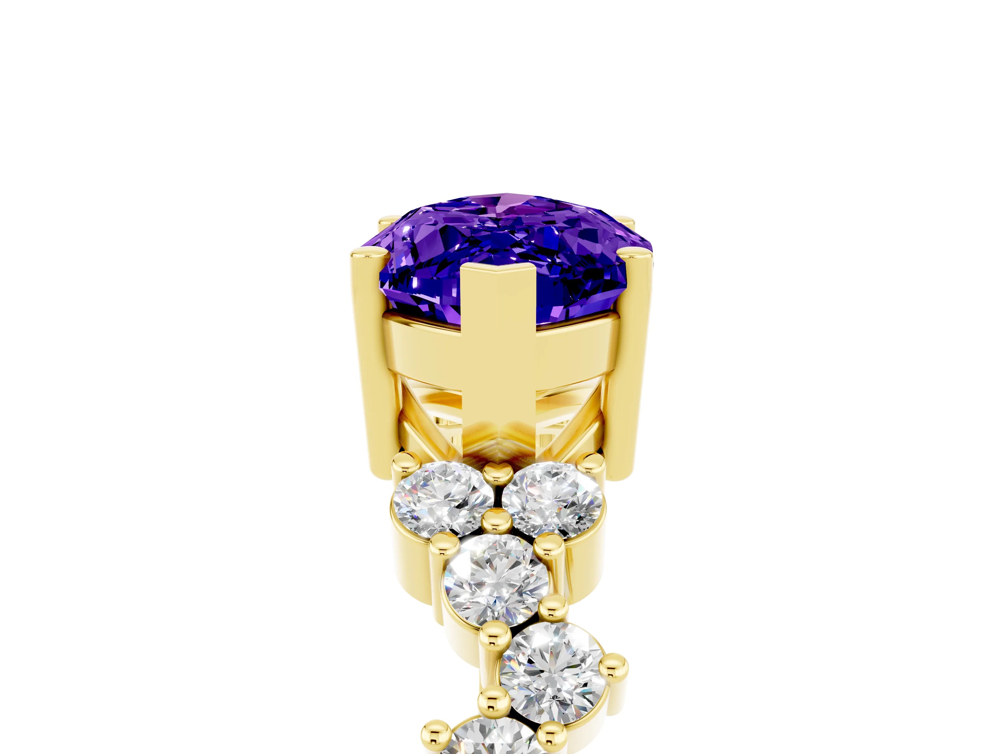 Yellow gold Marquise Cut Diamond Cluster Pavé Band with Four-Prong Setting_5