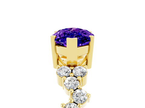 Yellow gold Marquise Cut Diamond Cluster Pavé Band with Four-Prong Setting_5