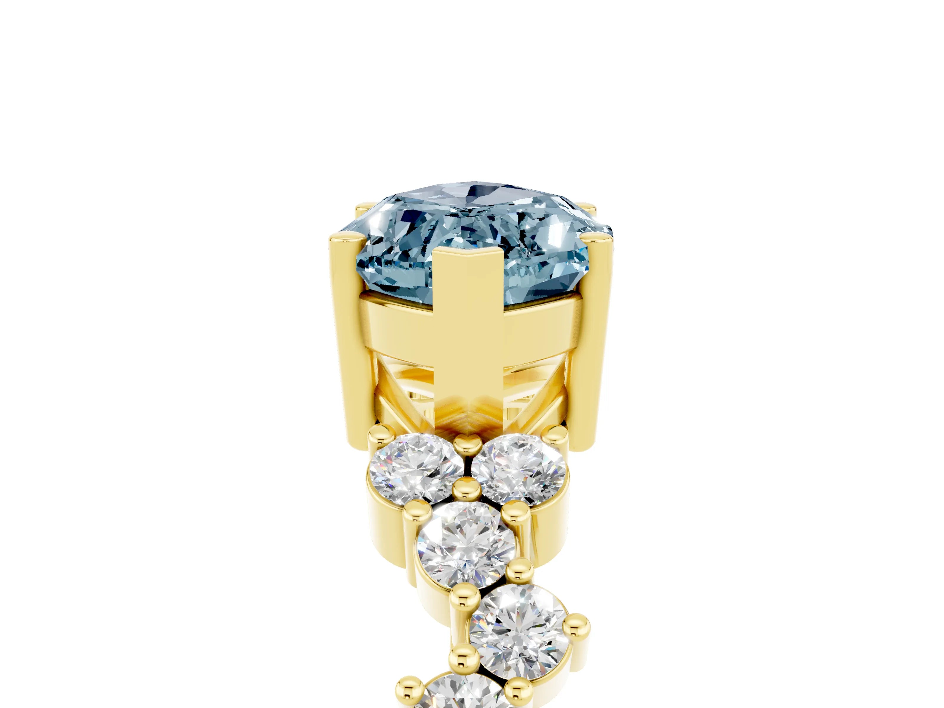 Yellow gold Marquise Cut Diamond Cluster Pavé Band with Four-Prong Setting_5