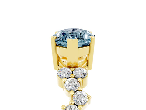 Yellow gold Marquise Cut Diamond Cluster Pavé Band with Four-Prong Setting_5