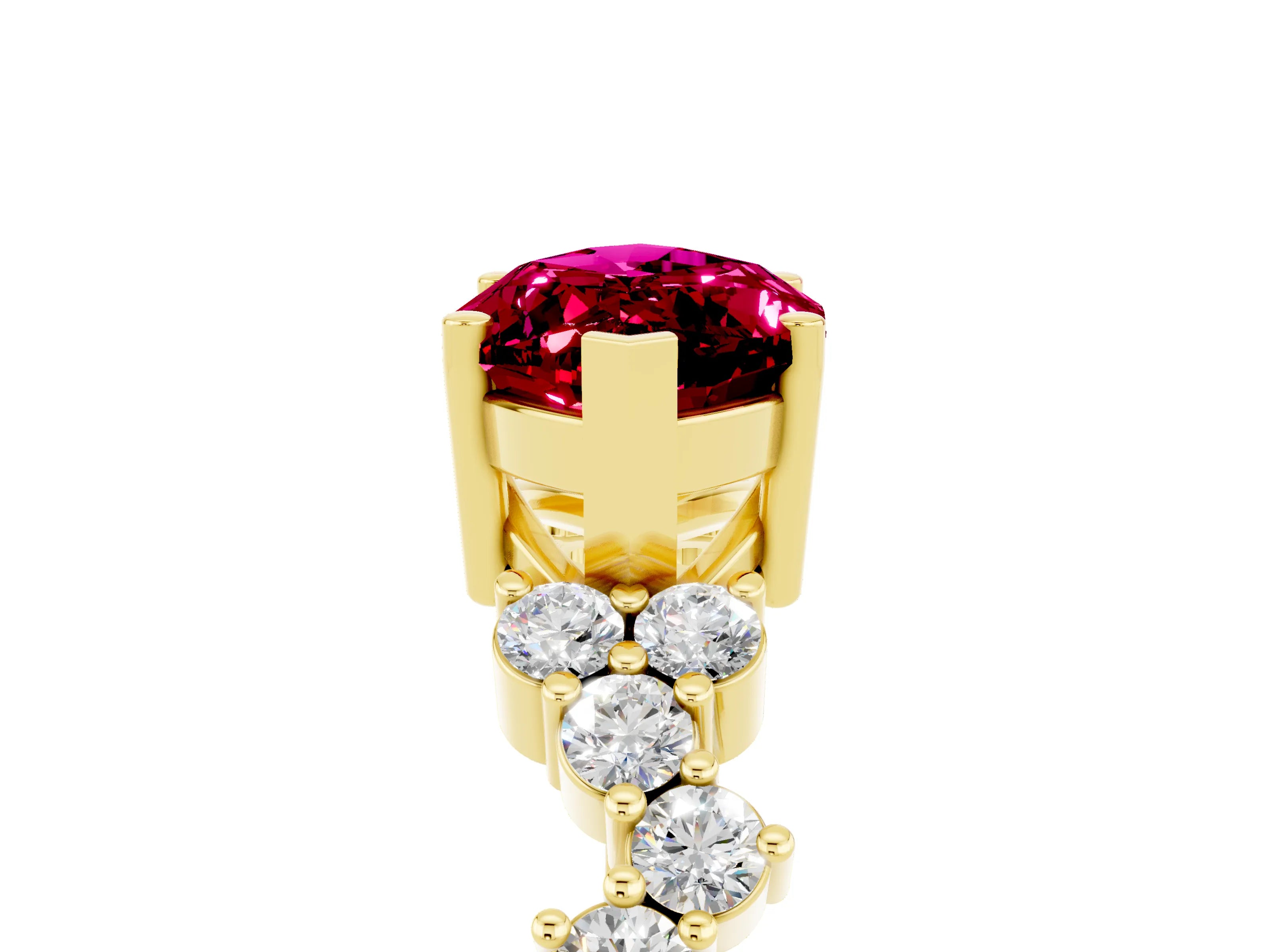 Yellow gold Marquise Cut Diamond Cluster Pavé Band with Four-Prong Setting_5