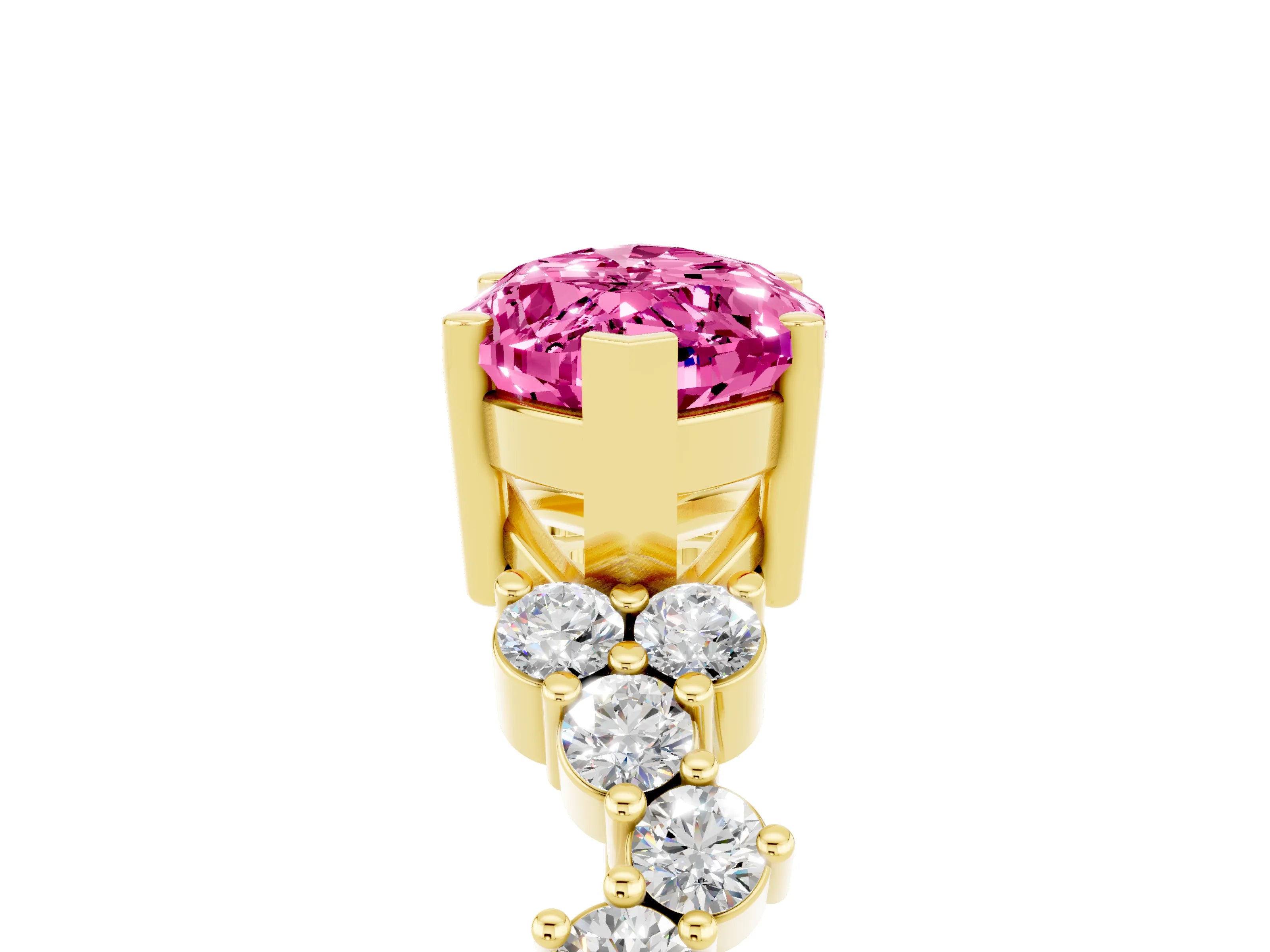 Yellow gold Marquise Cut Diamond Cluster Pavé Band with Four-Prong Setting_5