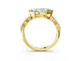 Yellow gold Marquise Cut Diamond Cluster Pavé Band with Four-Prong Setting_6