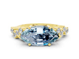 Yellow gold Marquise Cut Diamond Cluster Pavé Band with Four-Prong Setting