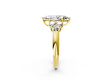 Yellow gold Marquise Cut Diamond Cluster Ring with Round Accent Stones and Prong Setting on a Classic Band_57