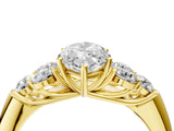 Yellow gold Marquise Cut Diamond Cluster Ring with Round Accent Stones and Prong Setting on a Classic Band_59