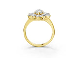 Yellow gold Marquise Cut Diamond Cluster Ring with Round and Baguette Stones, Split Shank Band, Prong Setting_18