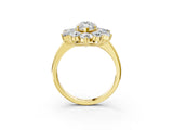 Yellow gold Marquise Cut Diamond Cluster Ring with Round and Baguette Stones, Split Shank Band, Prong Setting_6