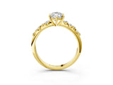 Yellow gold Marquise Cut Diamond Cluster Side Stone Solitaire Ring with Prong Setting_124