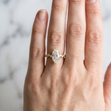 Yellow gold Marquise Cut Diamond Cluster Side Stone Solitaire Ring with Prong Setting_133