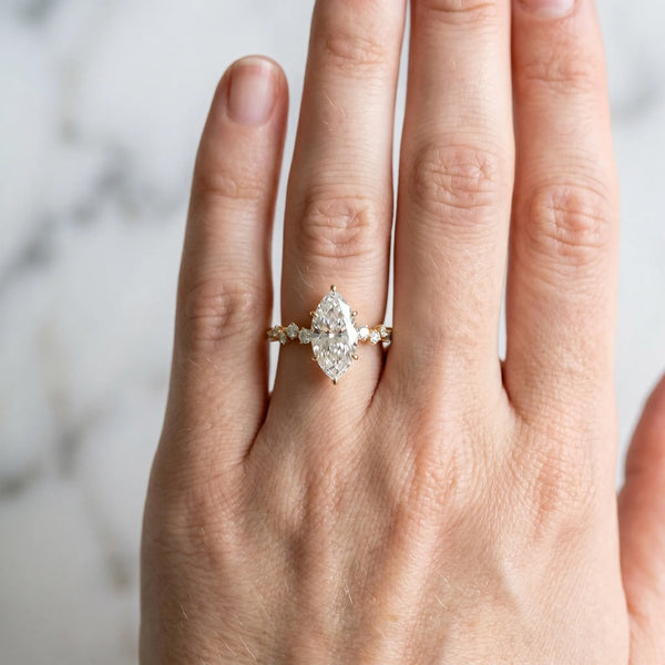 Yellow Gold Marquise Graduated Cluster Engagement Ring Setting