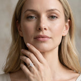 Yellow gold Marquise Cut Diamond Cluster Side Stone Solitaire Ring with Prong Setting_134