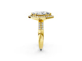 Yellow gold Marquise Cut Diamond Double Halo Ring with Split Shank and Four-Prong Setting_5