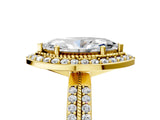 Yellow gold Marquise Cut Diamond Double Halo Ring with Split Shank and Four-Prong Setting_8