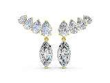 Yellow gold Marquise Cut Diamond Ear Climber Drop Earrings_14