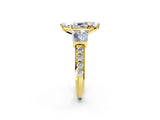 Yellow gold Marquise Cut Diamond Engagement Ring with Baguette Side Stones and Channel Set Band_44