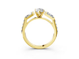 Yellow gold Marquise Cut Diamond Engagement Ring with Baguette Side Stones and Channel Set Band_45