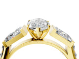 Yellow gold Marquise Cut Diamond Engagement Ring with Baguette Side Stones and Channel Set Band_46