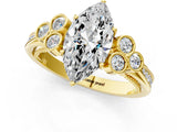 Yellow gold Marquise Cut Diamond Engagement Ring with Bezel Set Round Side Stones and Prong Setting_63