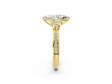 Yellow gold Marquise Cut Diamond Engagement Ring with Bezel Set Round Side Stones and Prong Setting_64