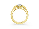 Yellow gold Marquise Cut Diamond Engagement Ring with Bezel Set Round Side Stones and Prong Setting_65