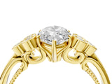 Yellow gold Marquise Cut Diamond Engagement Ring with Bezel Set Round Side Stones and Prong Setting_66