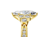 Yellow gold Marquise Cut Diamond Engagement Ring with Bezel Set Round Side Stones and Prong Setting_67