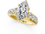 Yellow gold Marquise Cut Diamond Engagement Ring with Pavé Band and Four-Prong Setting_16