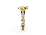 Yellow gold Marquise Cut Diamond Engagement Ring with Pavé Band and Four-Prong Setting_17