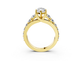 Yellow gold Marquise Cut Diamond Engagement Ring with Pavé Band and Four-Prong Setting_18
