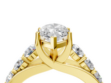 Yellow gold Marquise Cut Diamond Engagement Ring with Pavé Band and Four-Prong Setting_19