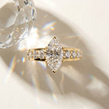 Yellow gold Marquise Cut Diamond Engagement Ring with Pavé Band and Four-Prong Setting_35