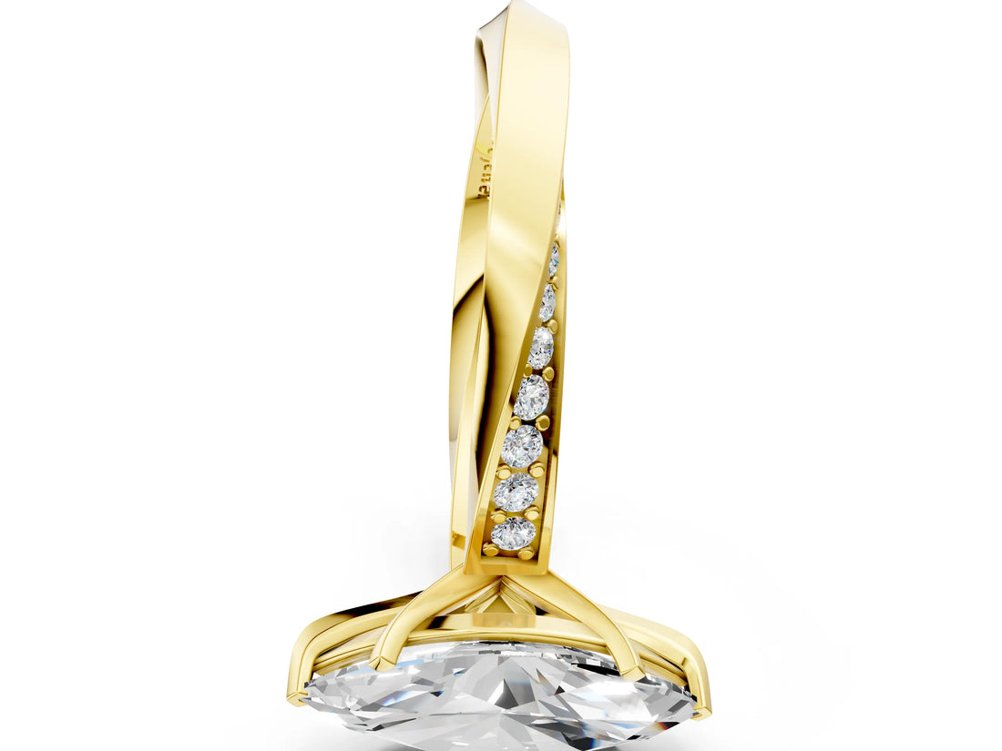 Yellow gold Marquise Cut Diamond Engagement Ring with Side Stone Accents and Four-Prong Setting_25
