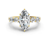 Yellow gold Marquise Cut Diamond Five-Stone Prong Set White Gold Ring_52